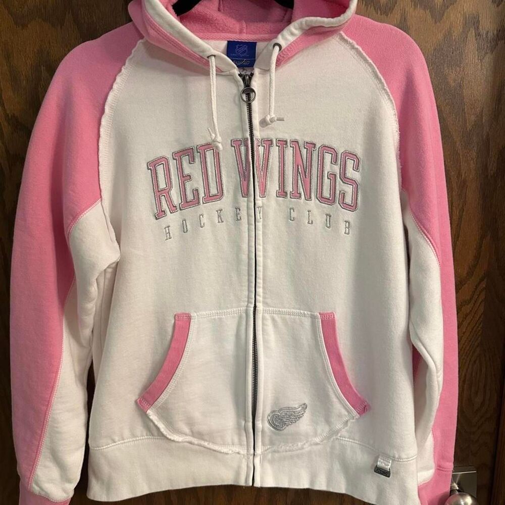 NHL Women's Pink and White Hoodie